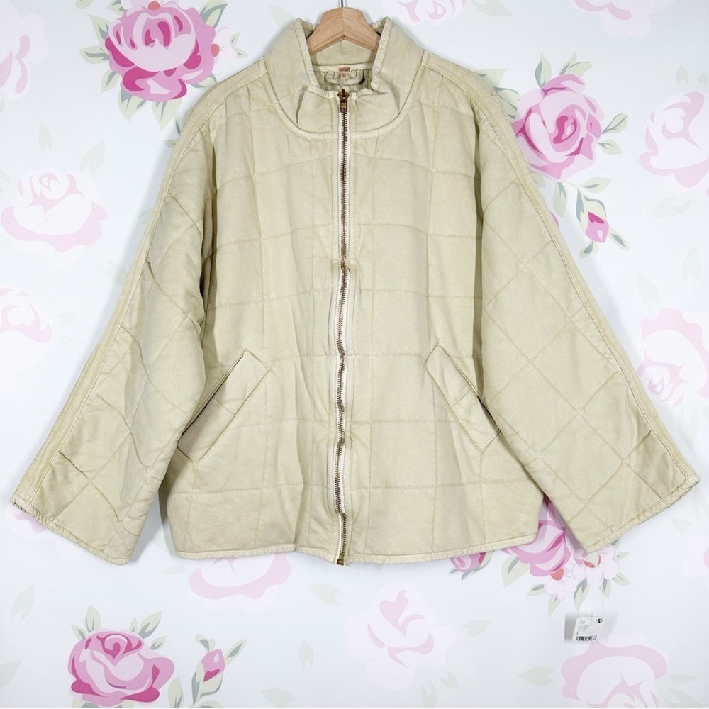 NEW Free People Dolman Quilted Vanilla Creme Jacket L